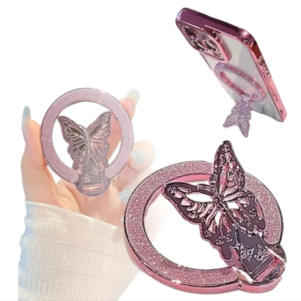 Glitter Butterfly Foldable Cellphone Magnetic Ring Holder‎ Phone Grip Kickstand